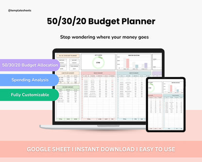 50/30/20 Budget Planner