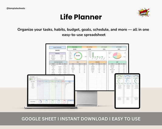 All-in-One Life Planner Spreadsheet