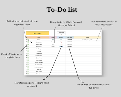 To-Do List Spreadsheet
