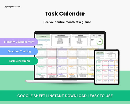 Tasks Calendar Spreadsheet
